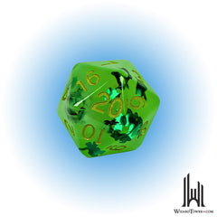 Individual Dice - Lit Leprechaun Symbol 30mm d20