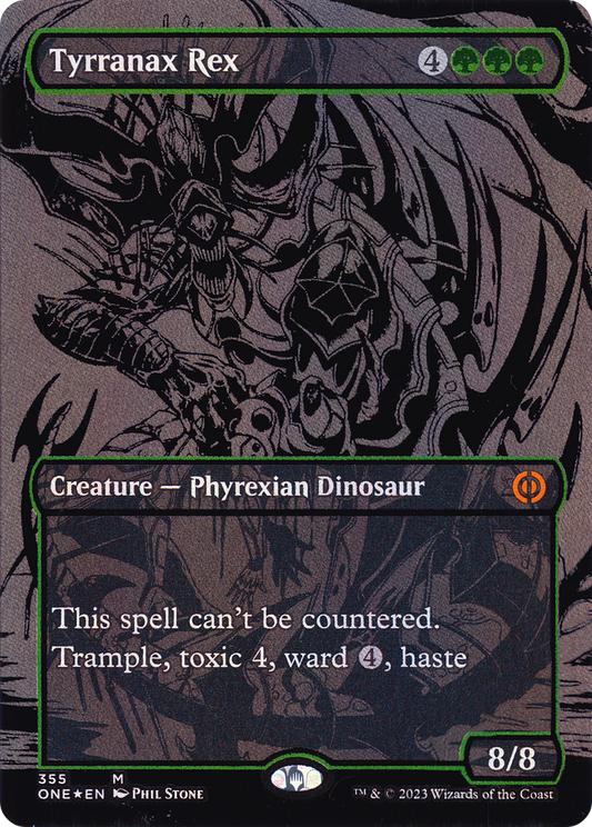 Tyrranax Rex (355) (Borderless) - Oil Slick Raised Foil