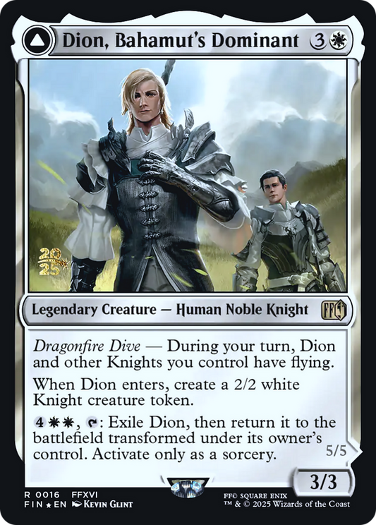 Dion, Bahamut's Dominant // Bahamut, Warden of Light (0016) (Prerelease) (PFIN) - Foil