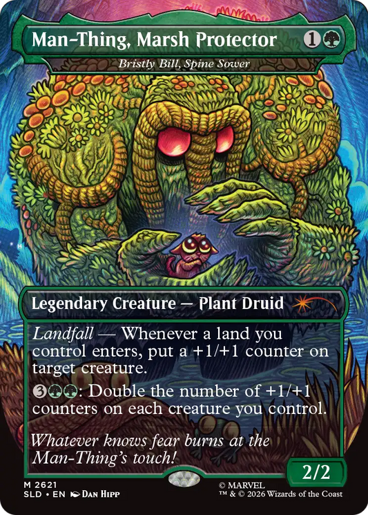 Man-Thing, Marsh Protector [Bristly Bill, Spine Sower] (2621) (Borderless) (SLD) - Foil