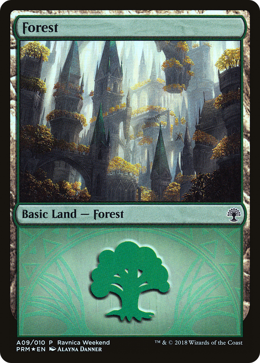 Forest (A09) (Ravnica Weekend) - Foil
