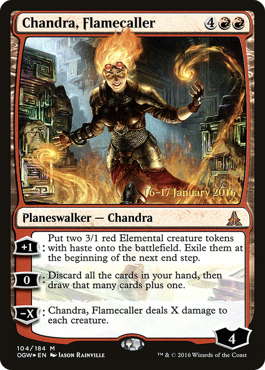 Chandra, Flamecaller (104) (Prerelease) - Foil