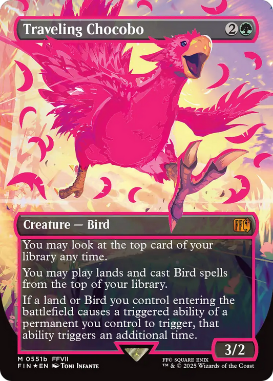 Traveling Chocobo (0551b) (Borderless) (Pink) - Neon Ink