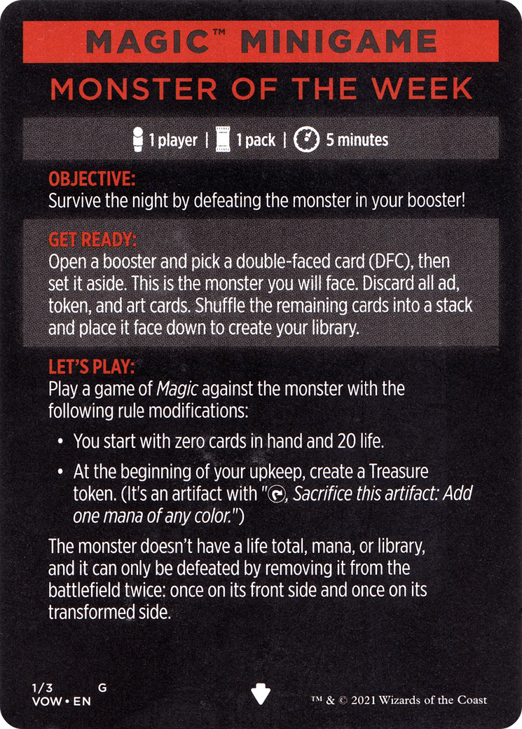 Magic Minigame: Monster of The Week (MVOW)