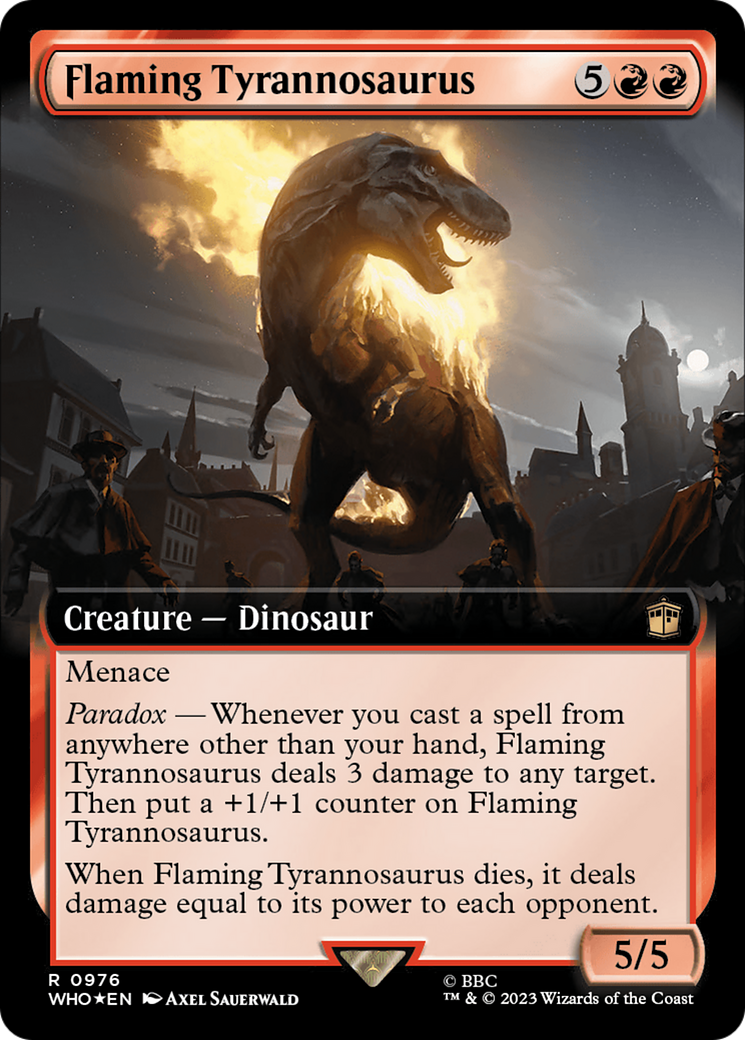 Flaming Tyrannosaurus (0976) (Extended Art) - Surge Foil