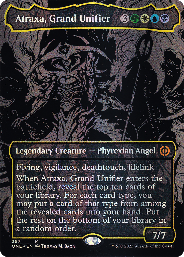 Atraxa, Grand Unifier (357) (Borderless) - Oil Slick Raised Foil