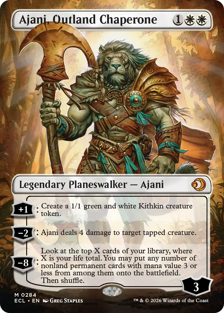 Ajani, Outland Chaperone (0284) (Borderless) (ECL) - Foil