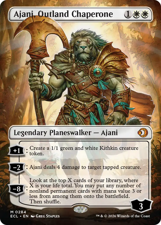 Ajani, Outland Chaperone (0284) (Borderless) (ECL) - Foil