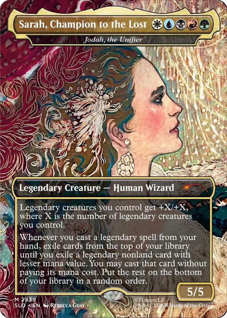 Sarah, Champion of the Lost [Jodah, the Unifier] (2839) (Borderless) (SLD) - Foil