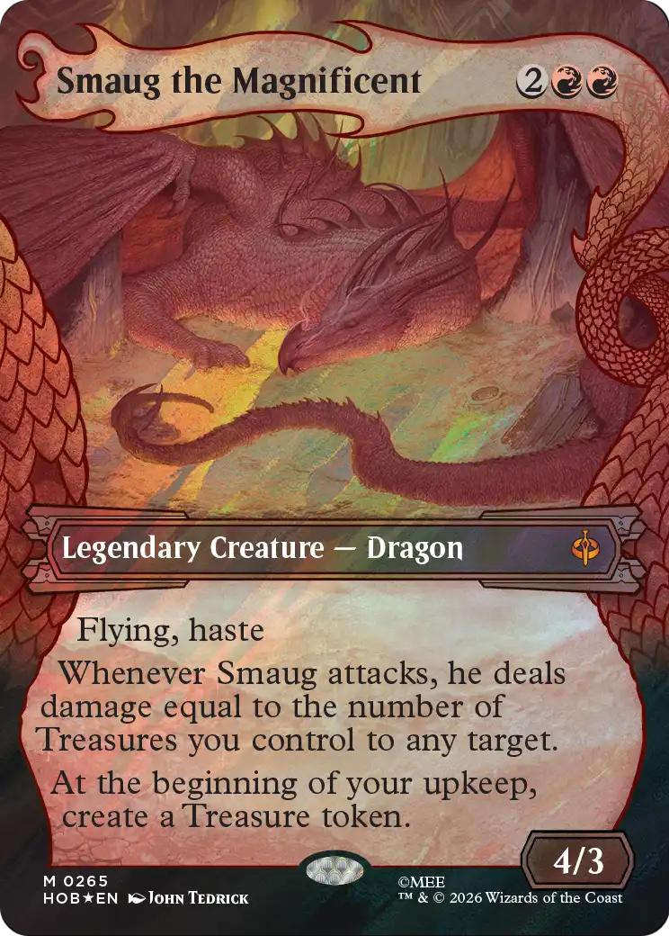 Smaug the Magnificent (0265) (Borderless) (Dragon Hoard Frame) (HOB) - Surge Foil