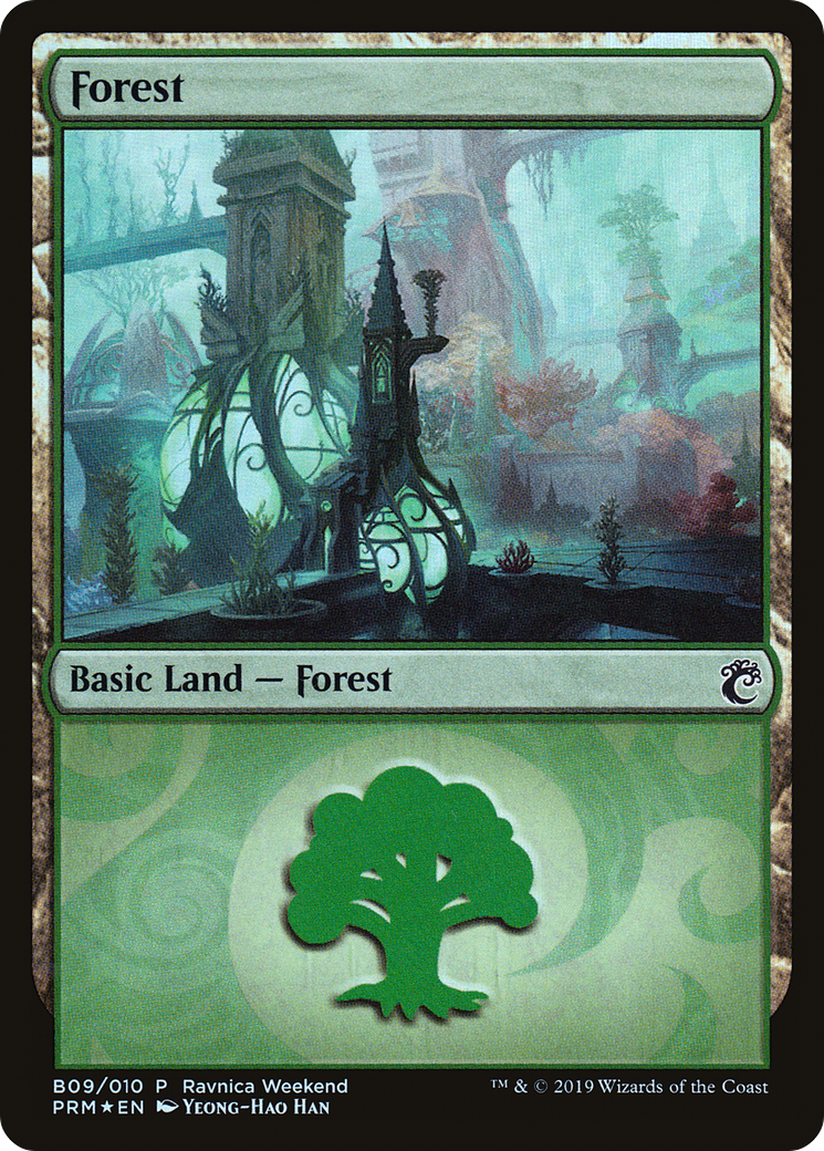 Forest (B09) (Ravnica Weekend) - Foil