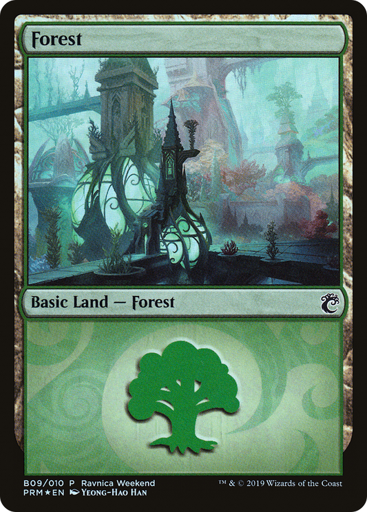 Forest (B09) (Ravnica Weekend) - Foil