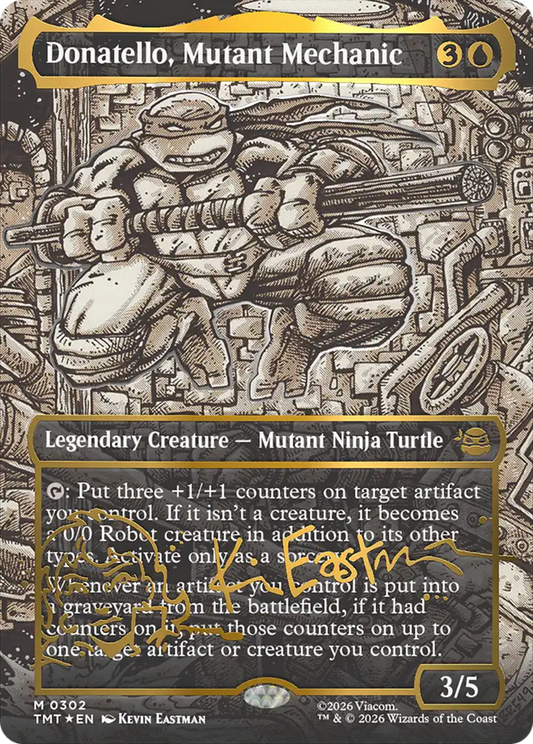 Donatello, Mutant Mechanic (0302) (Borderless) (TMT) - Gold-Stamped Signature