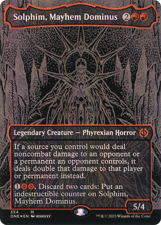Solphim, Mayhem Dominus (354) (Borderless) - Oil Slick Raised Foil