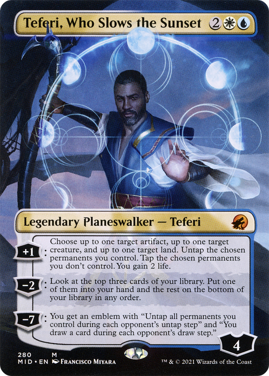 Teferi, Who Slows the Sunset (280) (Borderless) - Foil