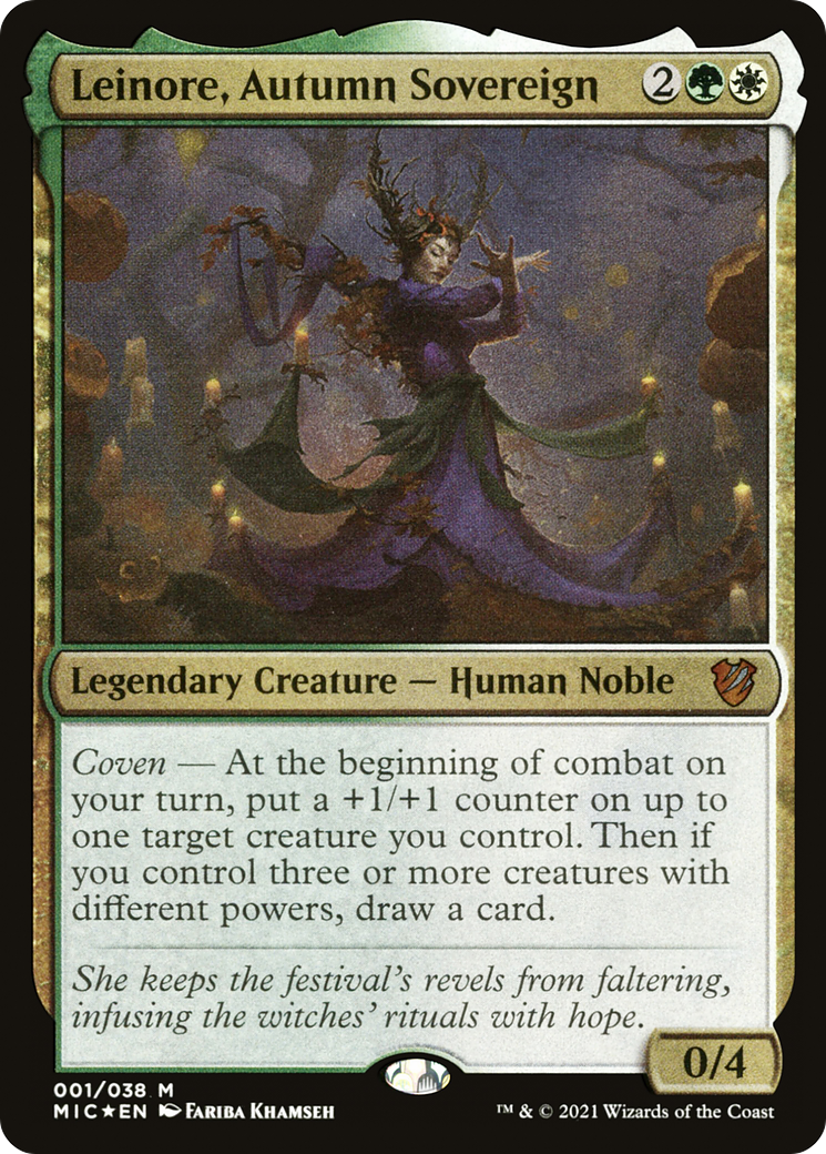 Leinore, Autumn Sovereign (001) (Display Commander) (Thick Stock) - Foil Etched