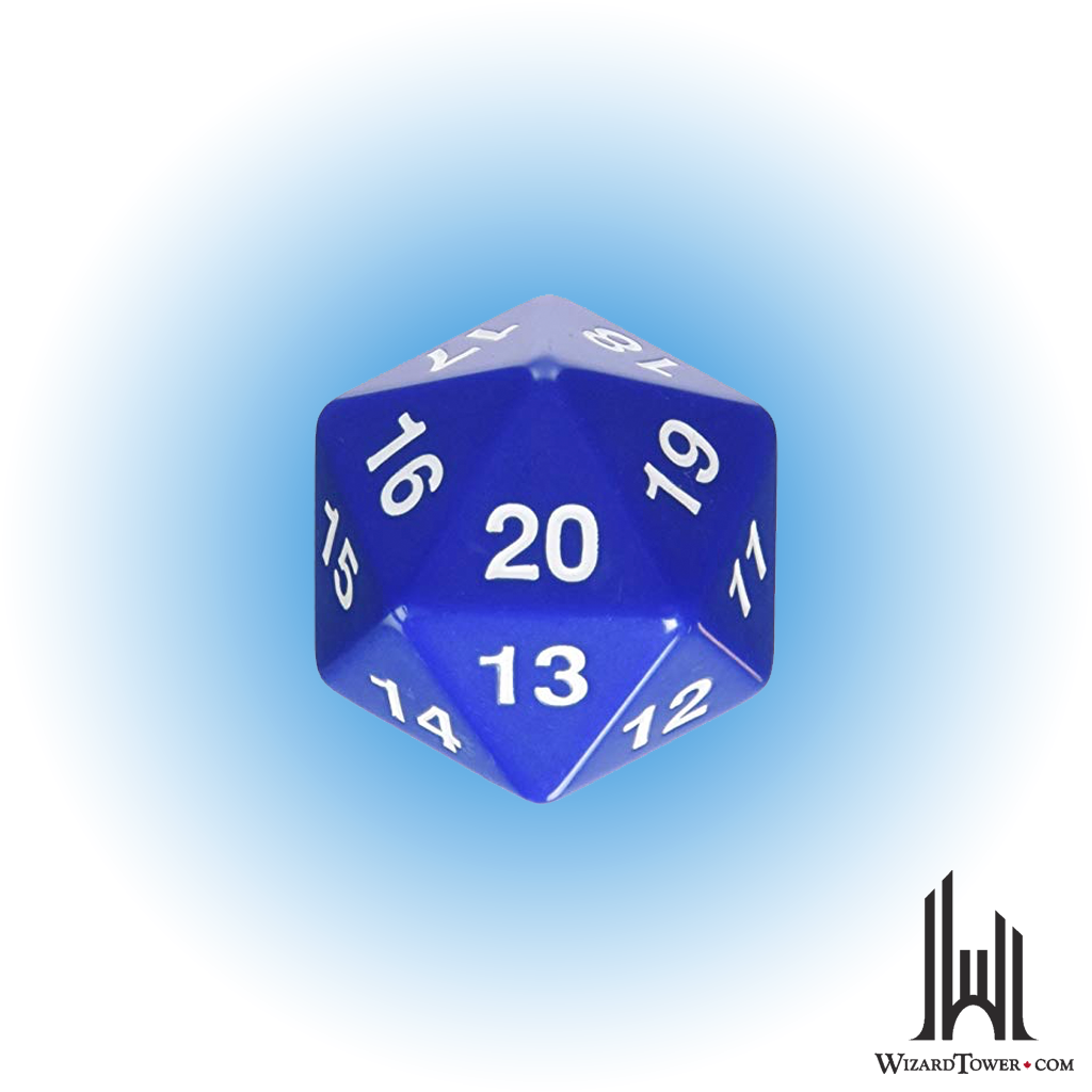 Individual Dice - Spindown Blue / White 55mm d20