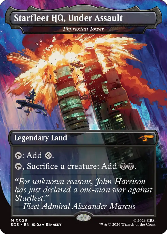 Starfleet HQ, Under Assault [Phyrexian Tower] (0029) (Borderless) (SDS) - Foil
