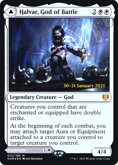 Halvar, God of Battle // Sword of the Realms (015) (Prerelease) (PKHM) - Foil