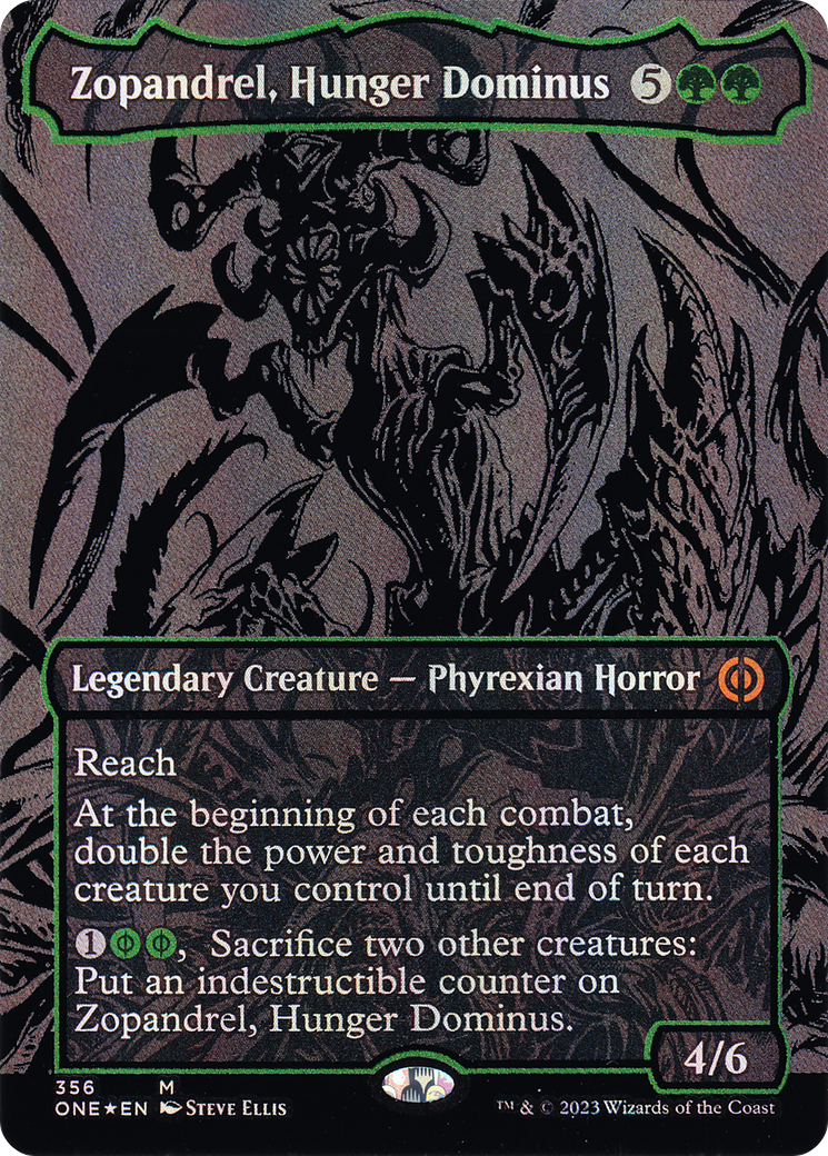 Zopandrel, Hunger Dominus (356) (Borderless) - Oil Slick Raised Foil