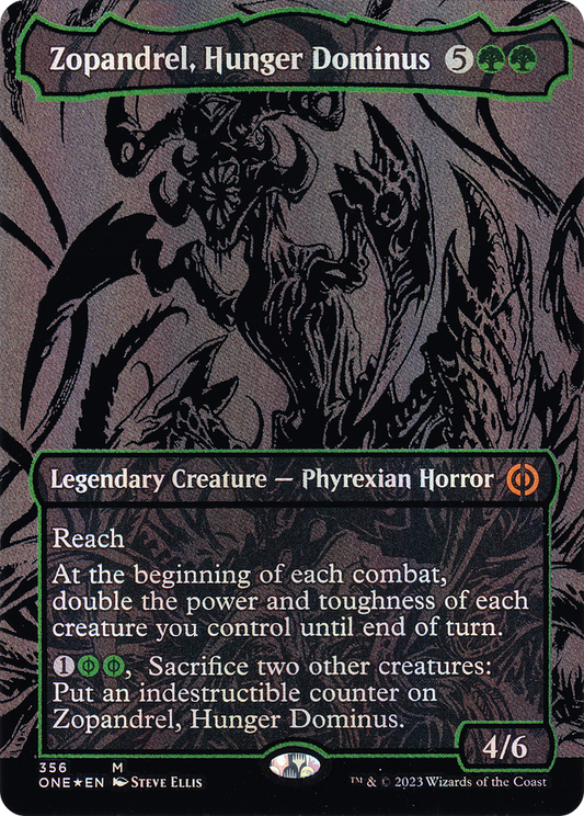 Zopandrel, Hunger Dominus (356) (Borderless) - Oil Slick Raised Foil