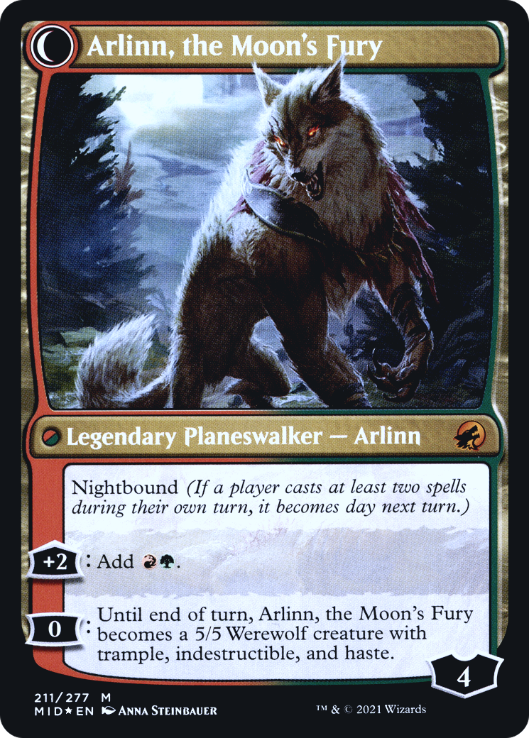 Arlinn, the Pack's Hope // Arlinn, the Moon's Fury (211) (Prerelease) (PMID) - Foil