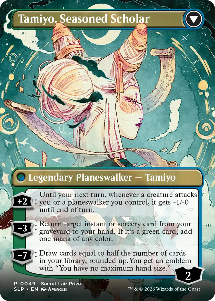 Tamiyo, Inquisitive Student // Tamiyo, Seasoned Scholar (0049) (Borderless) (SLP) - Foil