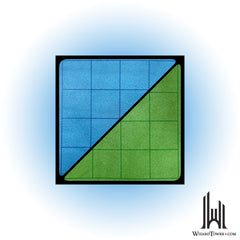 Gaming Mat - 1" Square Reversible Blue / Green Battle Mat 26" x 23.5"