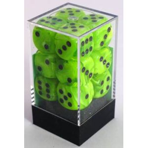 Dice Set - Vortex Bright Green / Black 16mm d6 12ct