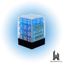 Dice Set - Frosted Caribbean Blue / White 12mm d6 36ct