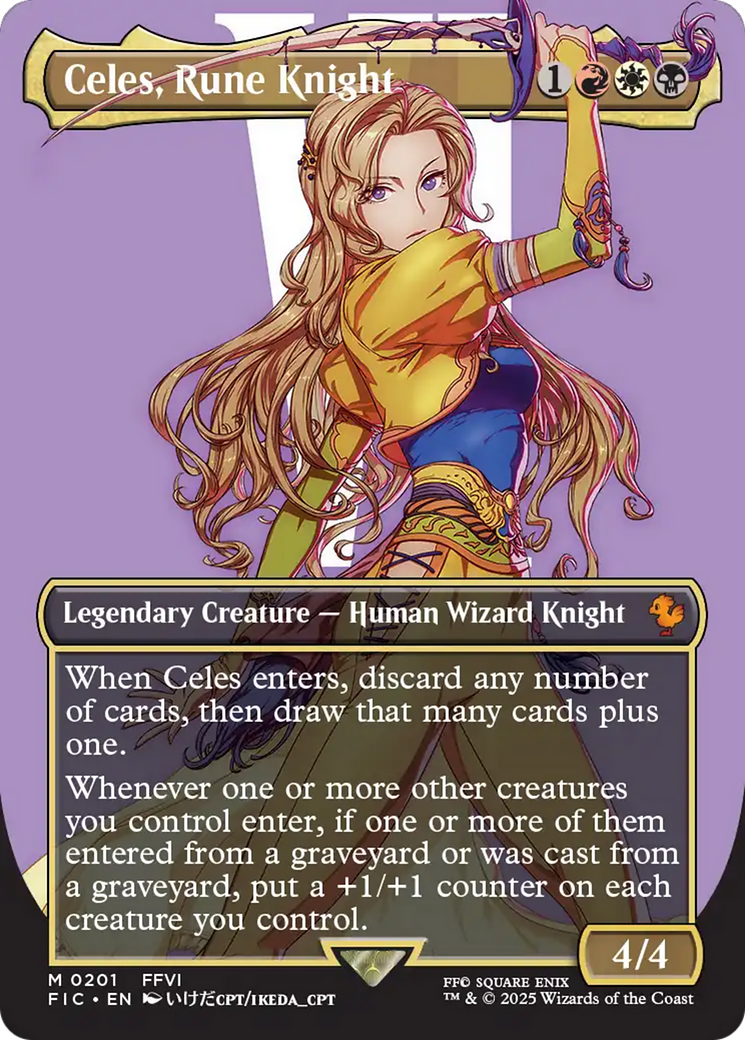 Celes, Rune Knight (0201) (Borderless) - Foil