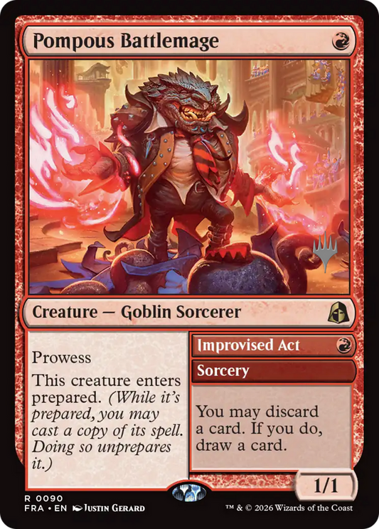 Pompous Battlemage // Improvised Act (0090) (Promo Pack) (PFRA) - Foil