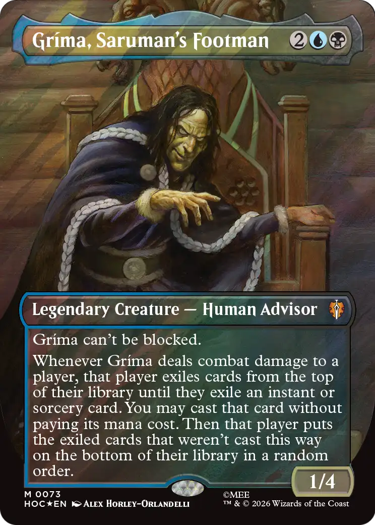 Gríma, Saruman's Footman (0073) (Borderless) (HOC) - Surge Foil