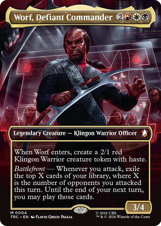 Worf, Defiant Commander (0004) (Borderless) (TRC)