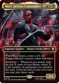 Worf, Defiant Commander (0004) (Borderless) (TRC) - Foil