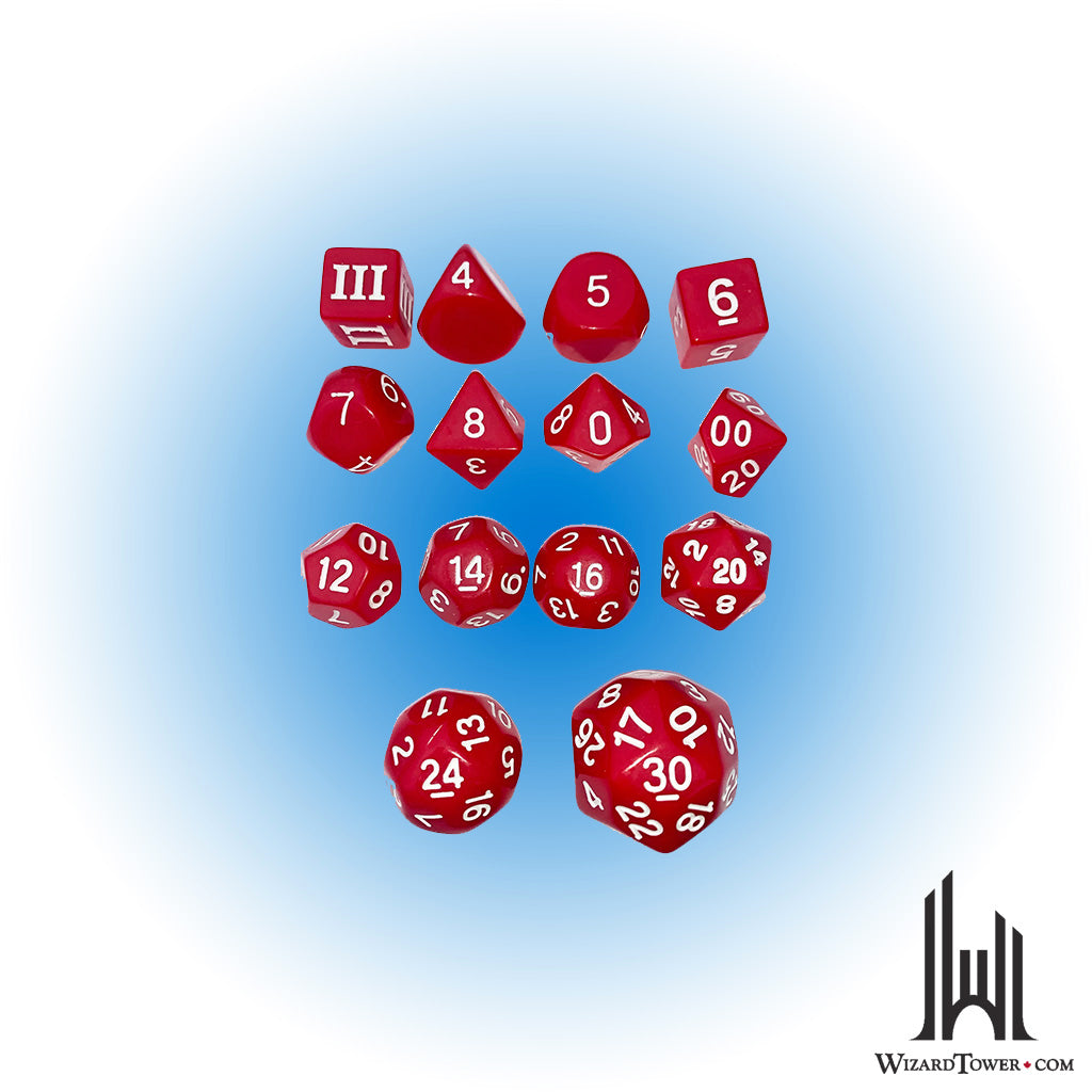 Dice Set - Opaque Red 14ct