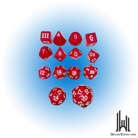 Dice Set - Opaque Red 14ct