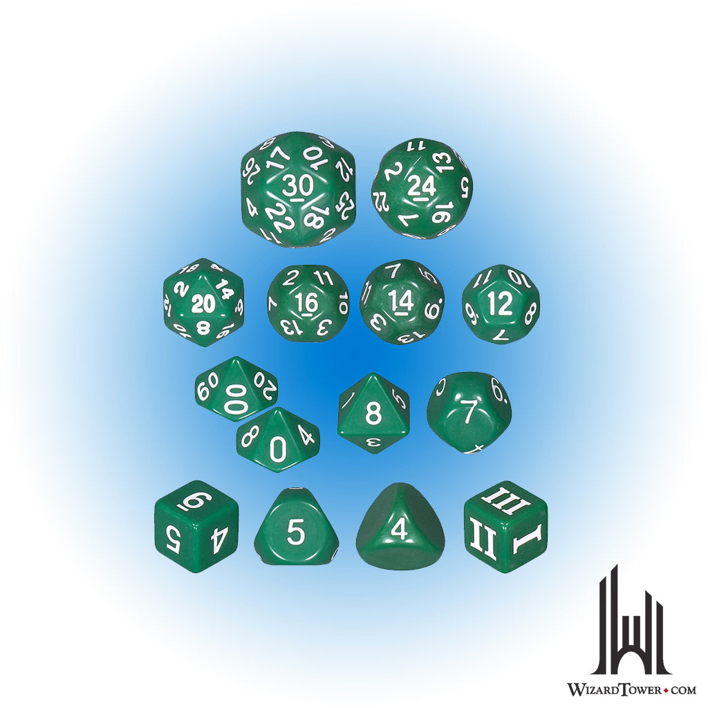 Dice Set - Opaque Green 14ct