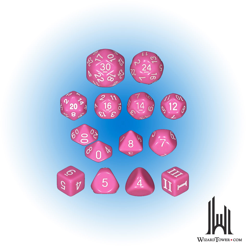 Dice Set - Opaque Pink 14ct
