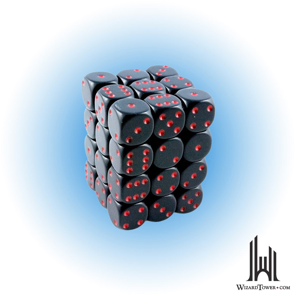 Dice Set - Opaque Black / Red 12mm d6 36ct