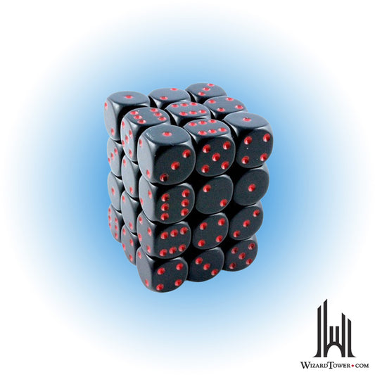 Dice Set - Opaque Black / Red 12mm d6 36ct