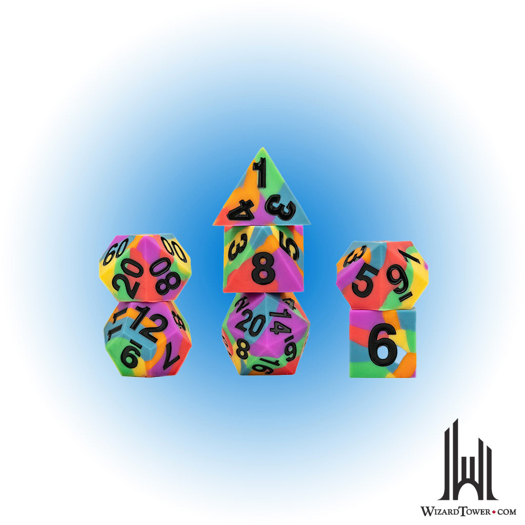 Dice Set - Silicone Pride Rainbow 7ct