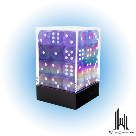 Dice Set - Borealis Purple / White Luminary 12mm d6 36ct