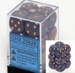 Dice Set - Opaque Dusty Blue / Copper 16mm d6 12ct