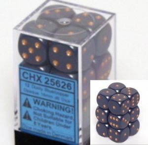 Dice Set - Opaque Dusty Blue / Copper 16mm d6 12ct