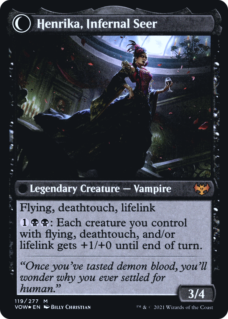 Henrika Domnathi // Henrika, Infernal Seer (119) (Prerelease) (PVOW) - Foil