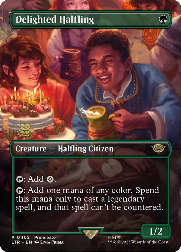 Delighted Halfling (0402) (Prerelease) (Date-Stamped) - Foil