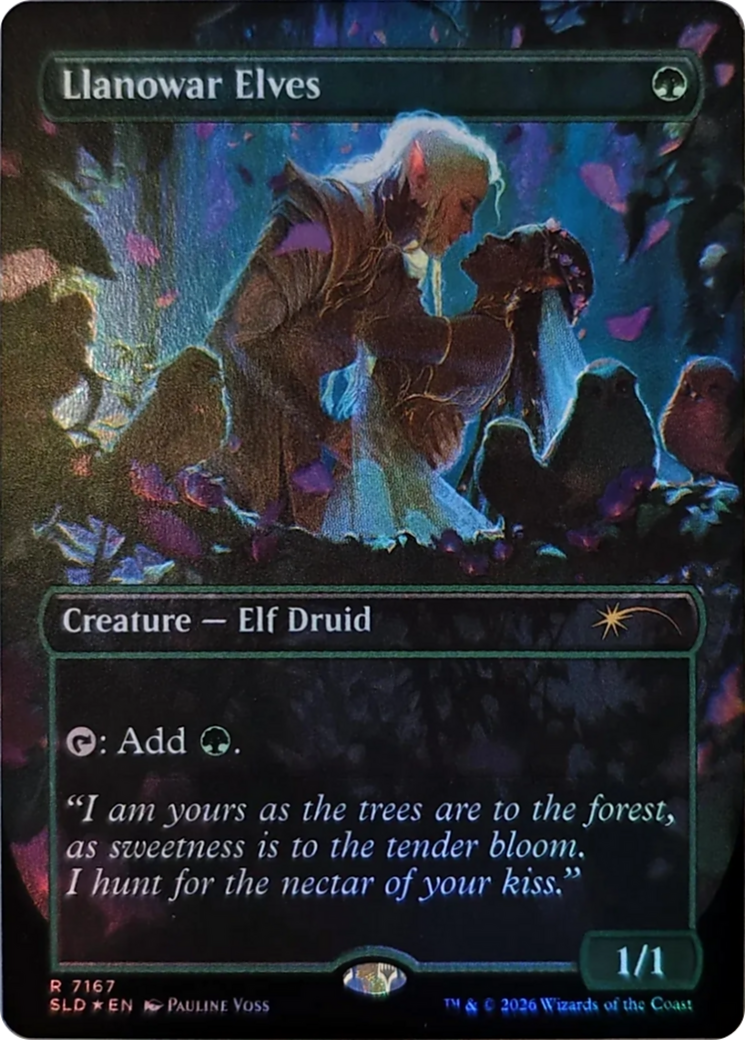 Llanowar Elves (7167) (Borderless) (SLD) - Foil