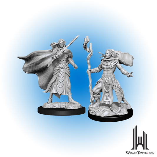 Unpainted Miniature - Magic the Gathering - Elf Fighter and Elf Cleric