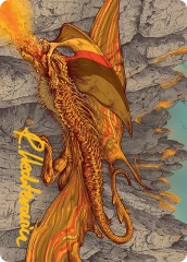 Magmatic Hellkite (34/54) Art Card (ATDM) - Gold-Stamped Signature